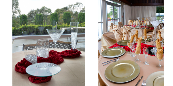 About Vallejo Masonic Event Center table setting collage